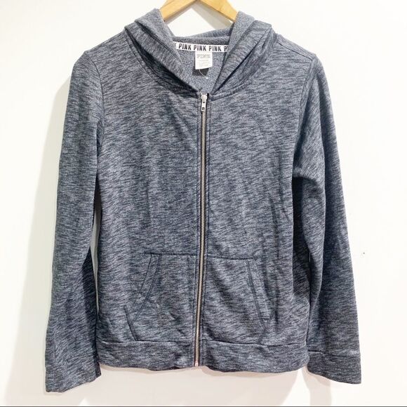 Victoria’s Secret PINK Oversized Gray Zip-Up Hoodie — Size S - Picture 2 of 7